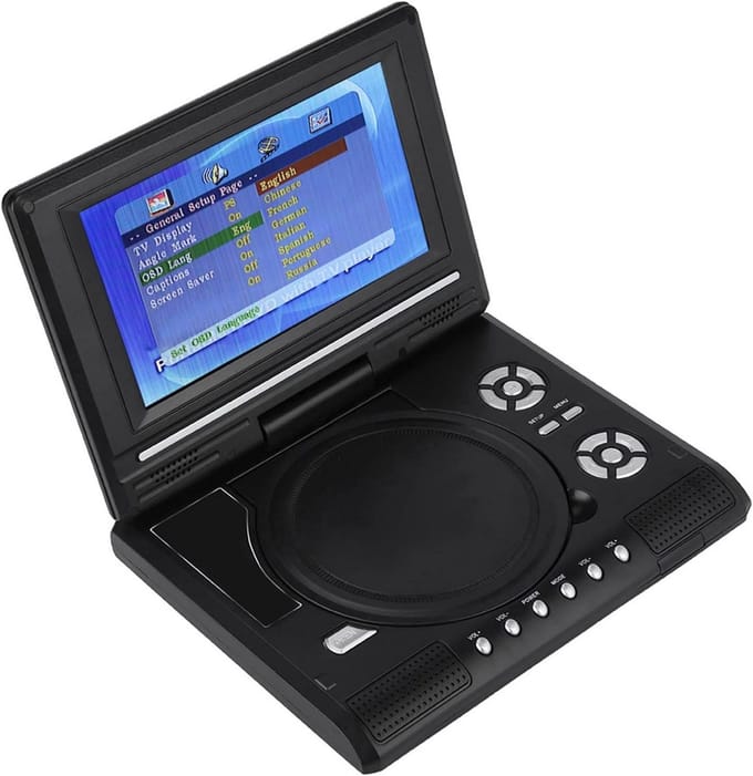 Draagbare DVD-speler 7 Inch met Draaibaar Scherm en Oplaadbare Batterij