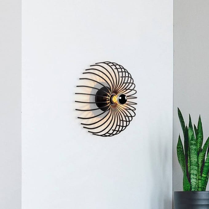 Opviq wandlamp Aspendos N-645, zwart, metaal, Ø 36 cm, E27