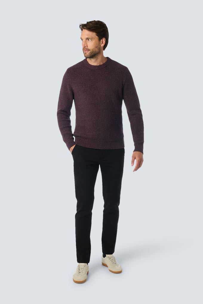 No Excess Pullover Crewneck 2 Coloured Soft Stretch Aubergine Größe: XXL | Pullover Outlet | Herren