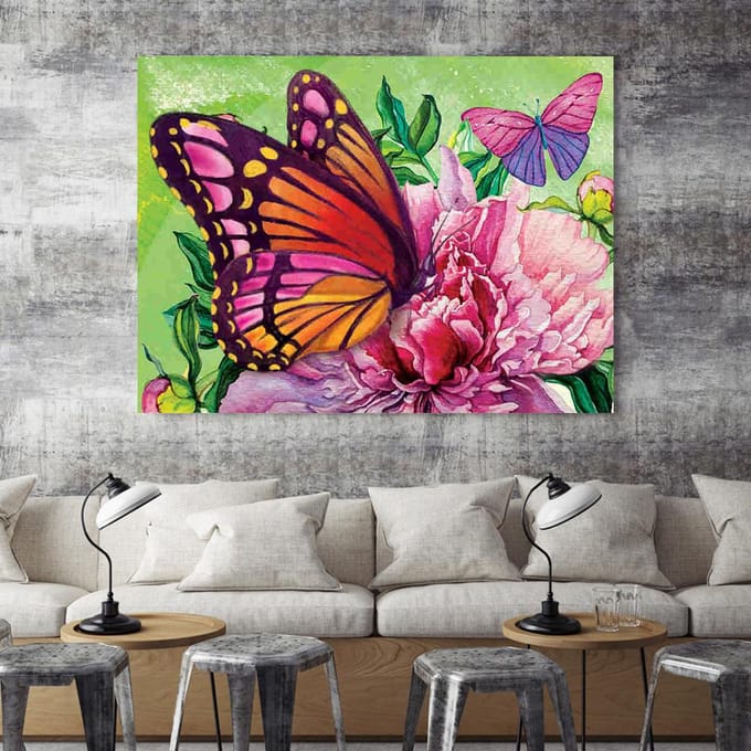 Peinture Diamant Papillon Foret Carré Complet Point de Croix Broderie Diamant Fleurs 20X30CM black