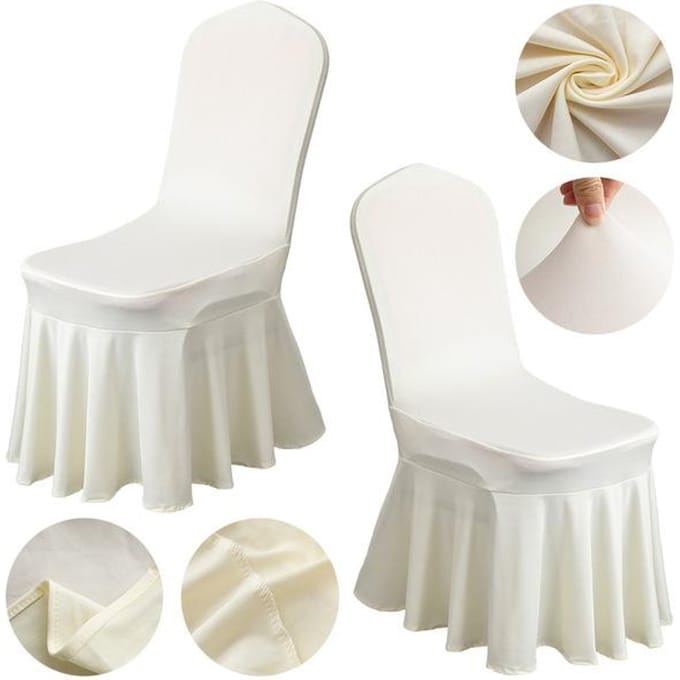 Bruiloft Spandex Stoelhoes Met Rok Geplooide Gerimpelde Lycra Elastische Stretch Feest Hotel Banketdecoratie white