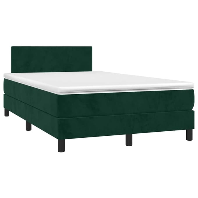 vidaXL - Boxspring - met - matras - en - LED - fluweel - donkergroen - 120x200 - cm
