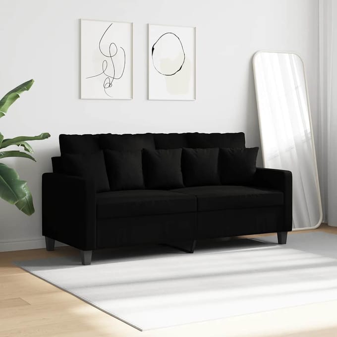 Vidaxl Bank 2-persoons, Zwart, 140 Cm, Bekleed met Stof