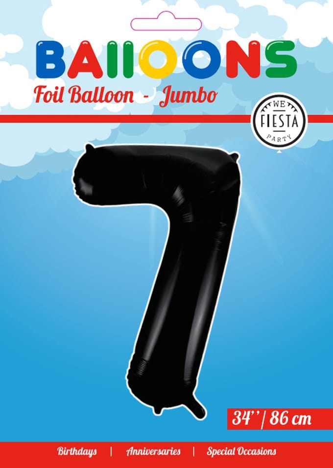 Folieballon 34" nmr. 7 - Zwart