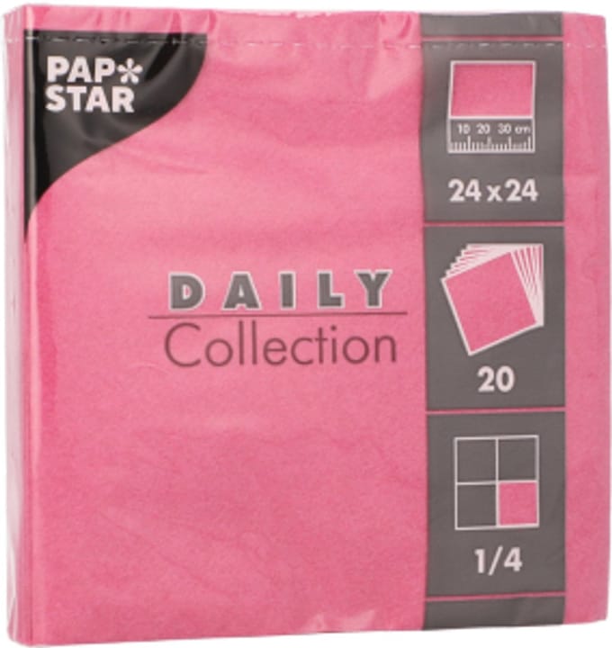 20x 20 Servetten DAILY Collection 1/4 vouw 24 cm x 24 cm fuchsia