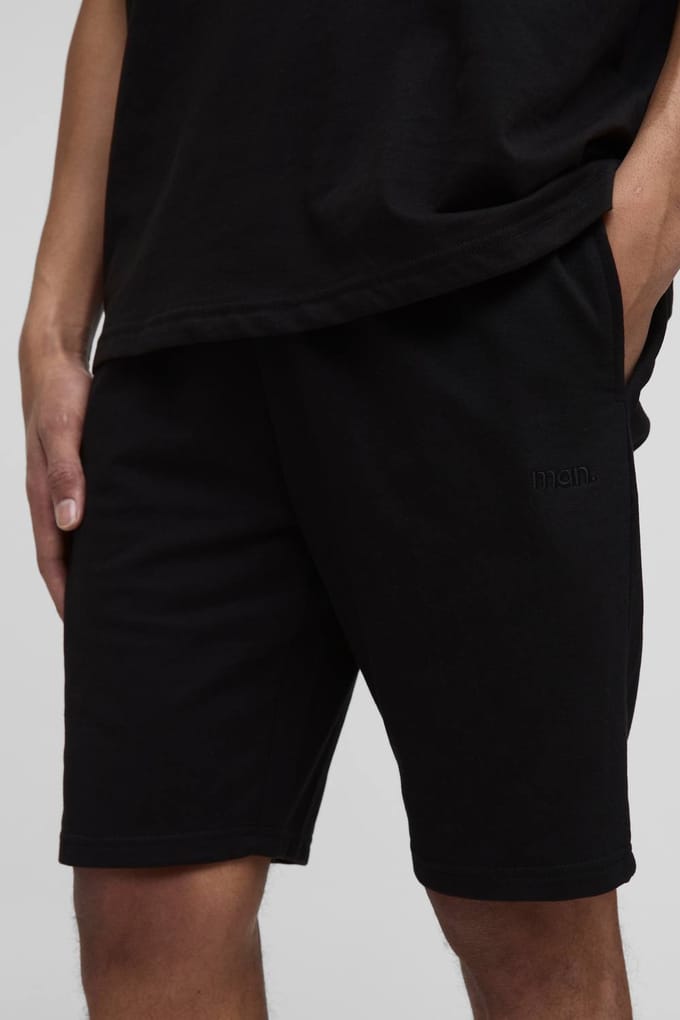 260GSM Loopback Basic MAN. Slim Fit Middenlengte Shorts | Black | Size XS