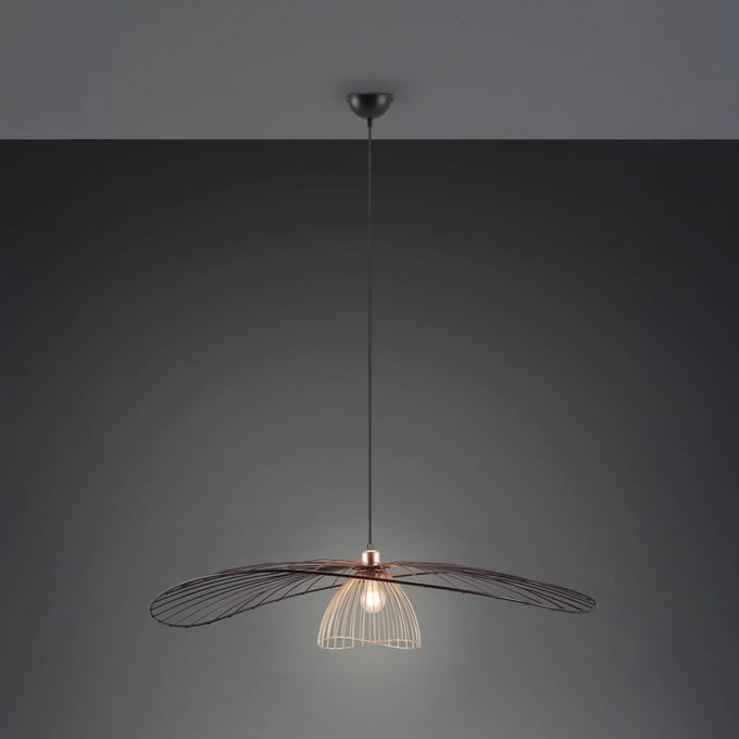 Reality Leuchten Hanglamp Lauris, matzwart, Ø 100 cm, metaal, E27
