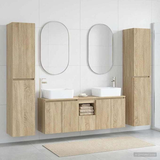 vidaXL - Badkamermeubel - Set - 5 - st - Sonoma - Eiken - 33 - x - 34,5 - x - 160 - cm