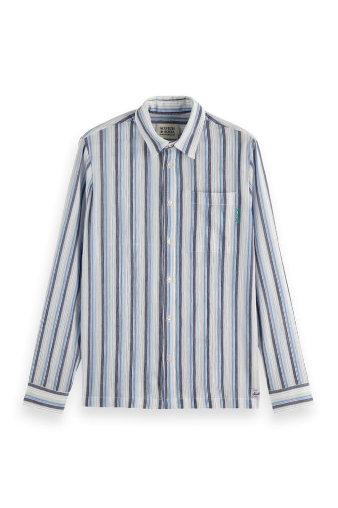 Scotch & Soda Textured Stripe Shirt Lavender Stripe Größe: S | Casual hemden Outlet | Herren
