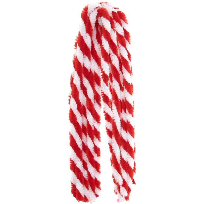Chenille draad "Rood/Wit", 10 stuks