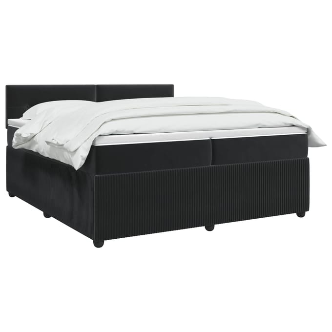 vidaXL - Boxspringbed - met - matras - Zwart - 200 - x - 200 - cm - Fluweel