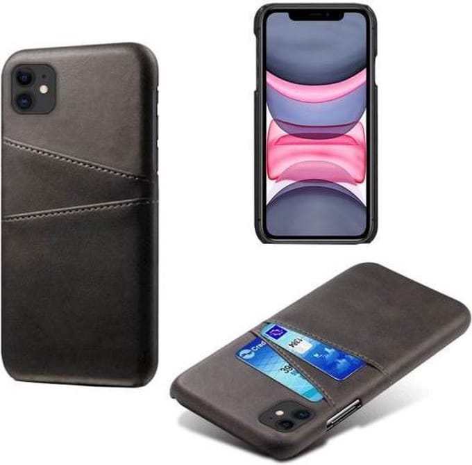 Back Cover met Opbergvakjes + PET Screenprotector voor iPhone 11 _ Zwart