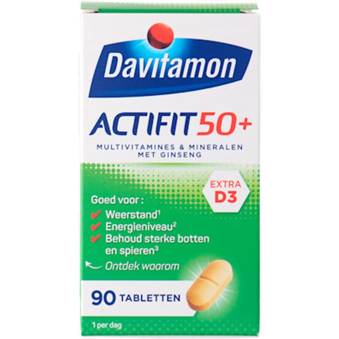 Davitamon Actifit 50+ met Ginseng - Multivitamine voor 50 plussers  - 90 Tabletten - Voedingssupplement