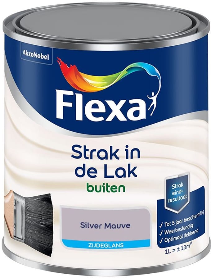 Flexa - Strak In De Lak Buitenlak Zijdeglans - Silver Mauve - Mengverf - 1 L