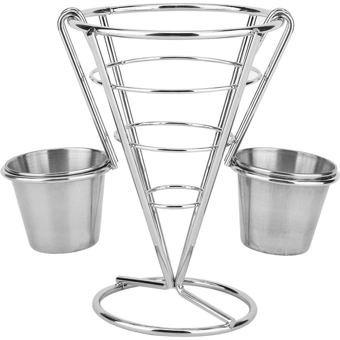 Vergulde Frietstand Buffet Kegel Snacks Displaystandaard Frietmanden(Dubbele Cup) white