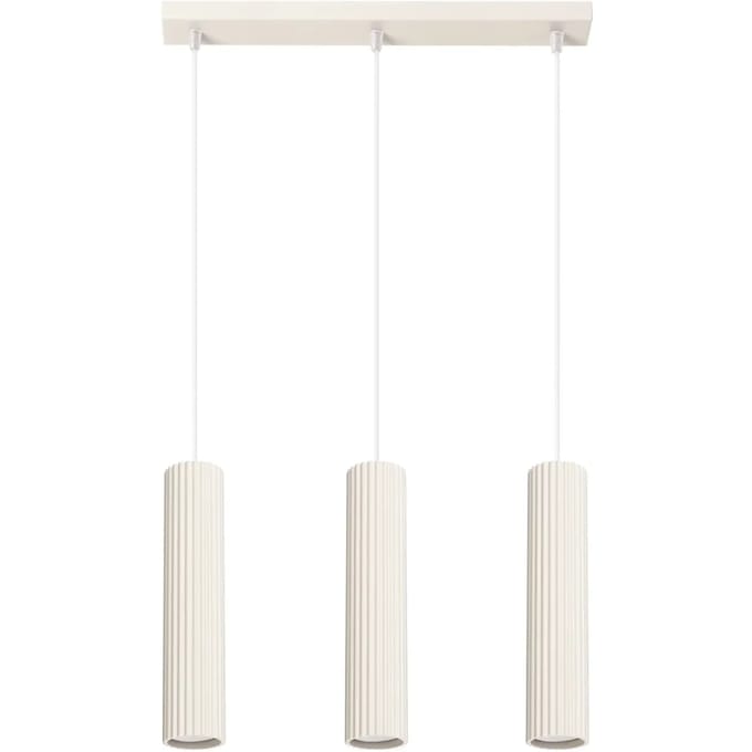 Hanglamp KARBON 3L met 3 geribbelde buiskappen in lijn - Sollux Lighting - IP20 - Beige aluminium behuizing - 45 x 6.5 x 98 cm - 3 x GU10 LED, exclusief lichtbron - 3 x 10 W - Minimalistische hanglamp voor woonkamer, slaapkamer en keuken