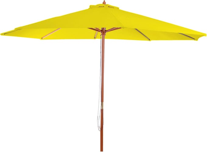 Parasol Florida, tuinparasol, marktparasol, Ø 3,5 m polyester/hout 7 kg ~ geel