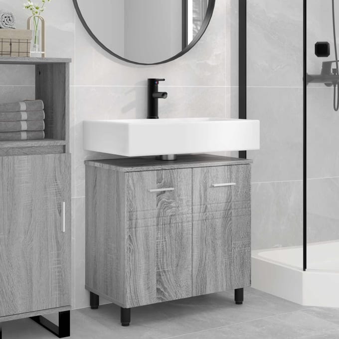 vidaXL - Badkamer - vaniteitsunit - Grijs - Sonoma - 60 - x - 35 - x - 60 - cm