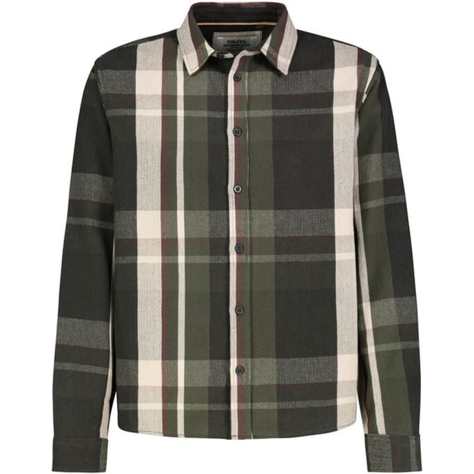 Sublevel Longsleeve - CHECK SHIRT IN HERRINGBONE STRUCTURE - S tot XXL - voor Mannen - groen-grijs