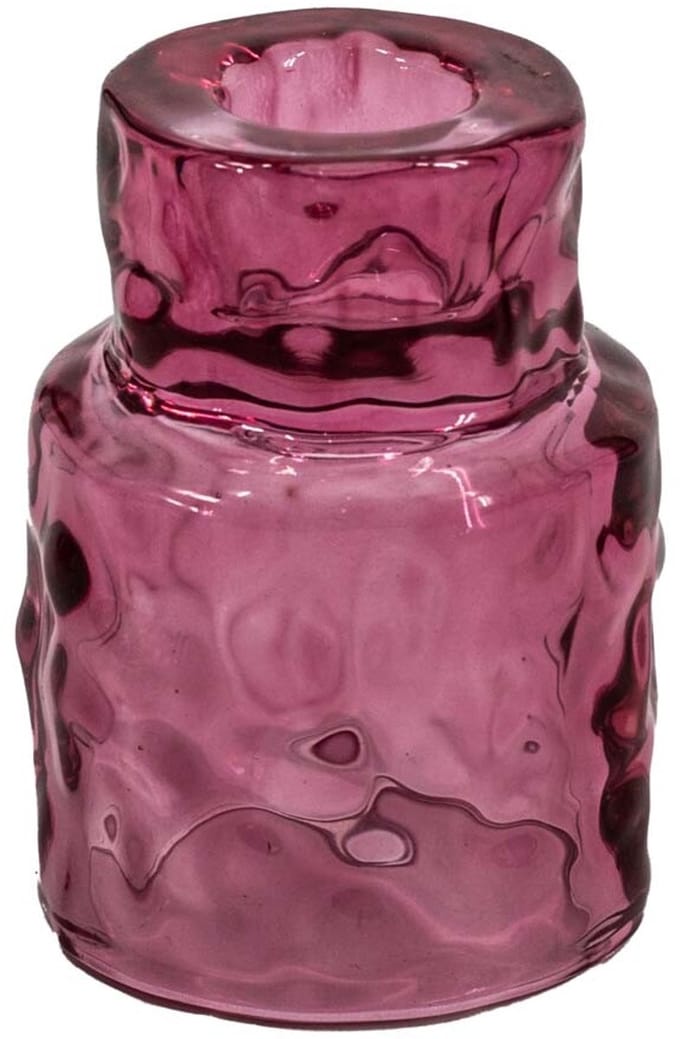 Glazen waxine- en kaarsenstandaard roze