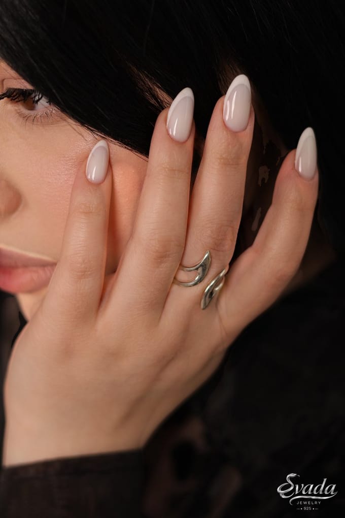 925 Sterling Zilver Dubbele Open Ring - Verstelbare Dames Ring - Modern Design - Handgemaakt - Evada Jewelry