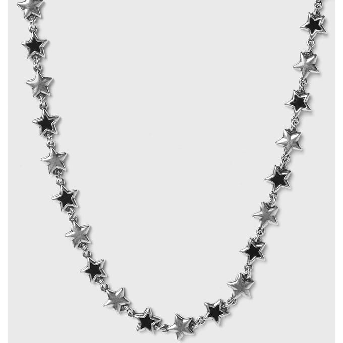 Black Enameled Stars Necklace