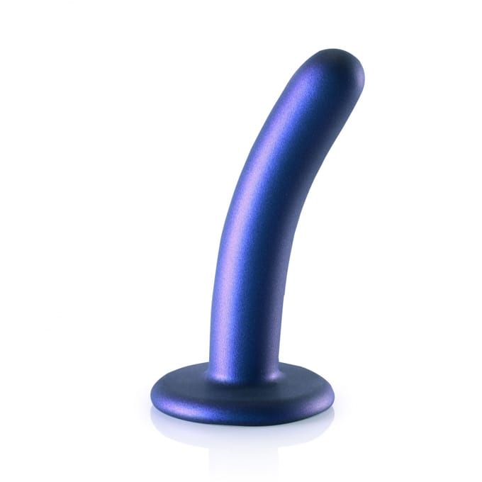 Ouch! by Shots Zachte Siliconen G-Spot Dildo - 5'' / 12 cm - Metallic - Blauw