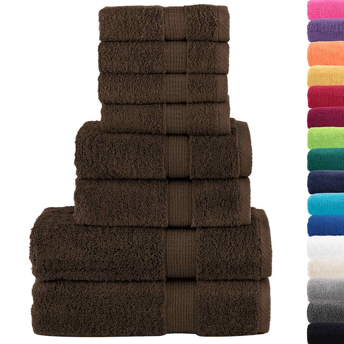 vidaXL - 8-delige - Handdoekenset - SOLUND - 600 - g/m² - bruin