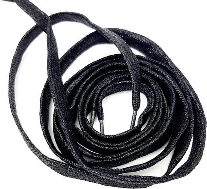 ***Glitter schoenveters - plat - 1 paar 110 cm - Zwart - van Heble® ***