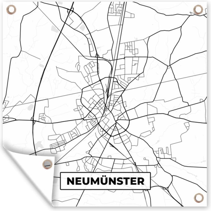 Tuindoek Plattegrond - Neumünster - Kaart - Stadskaart - 100x100 cm