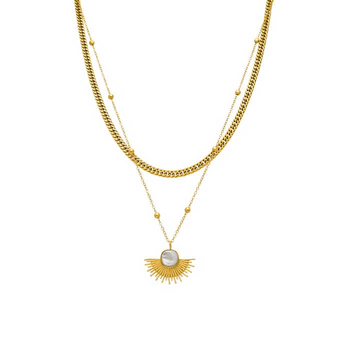 Luxenter collier met wit parelmoer 18K gouden afwerking - Sycu