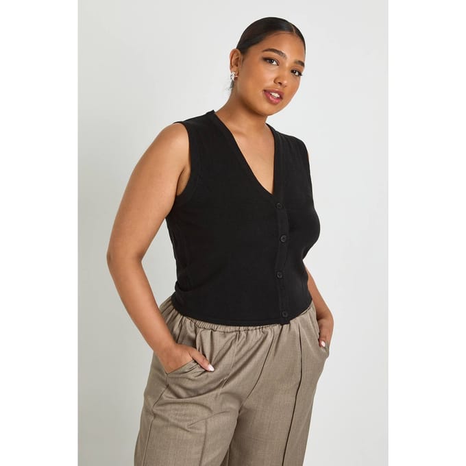 boohoo Dames Plus Lichtgewicht Weste met knoopsluiting | Black | Maat: 28