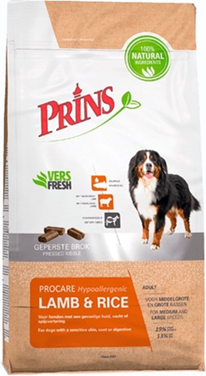 Prins ProCare Lam en Rijst Hypoallergic 15 kg - Hond