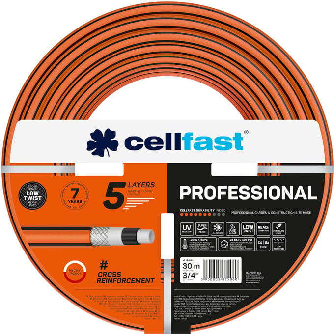 Cellfast Professional - tuinslang, diameter 3/4 inch, lengte 30 m, 5 lagen