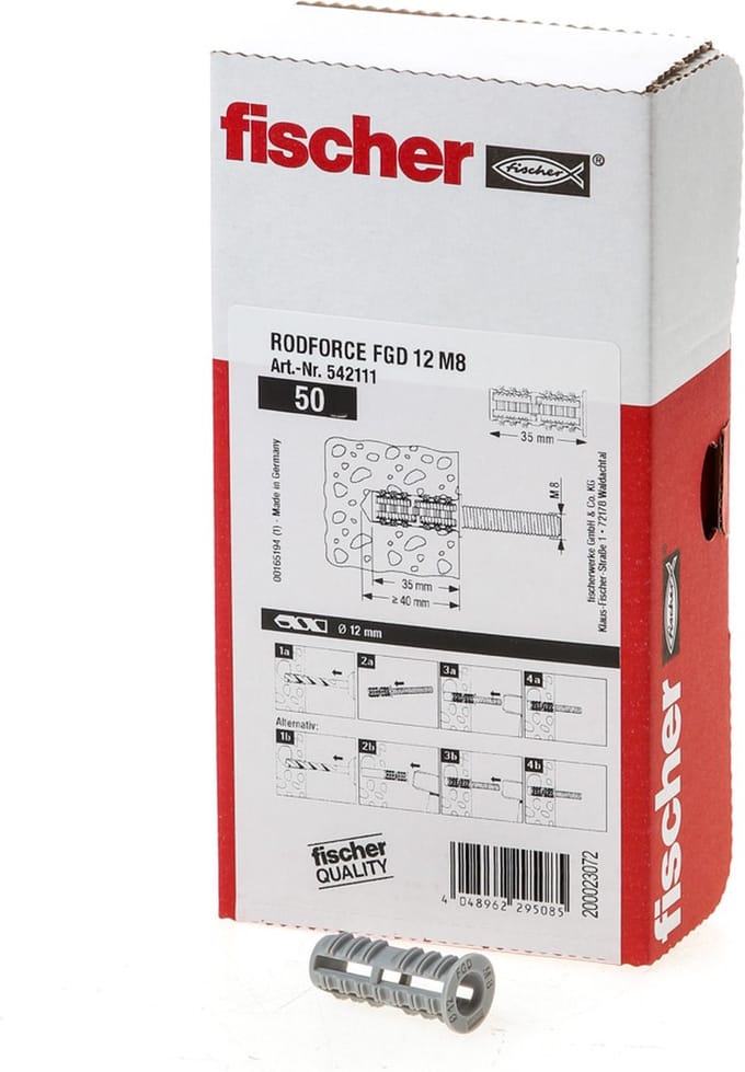 Fischer FGD 12 M8 Rodforce slagplug - M8 - Ø12 x 35mm (50st)