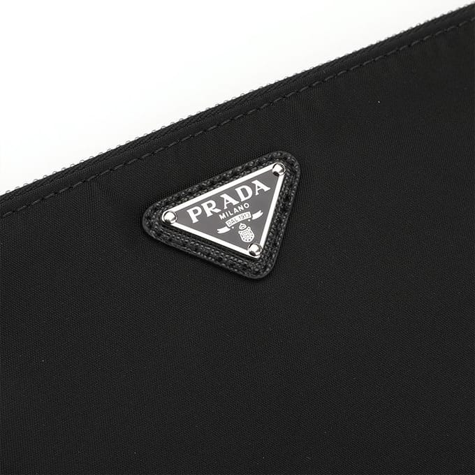 Prada Saffiano Email Driehoek Metaal Logo Make-uptas Heren Make-uptas Zwart 2NH006-064-F0002 Basic Set (Bag)