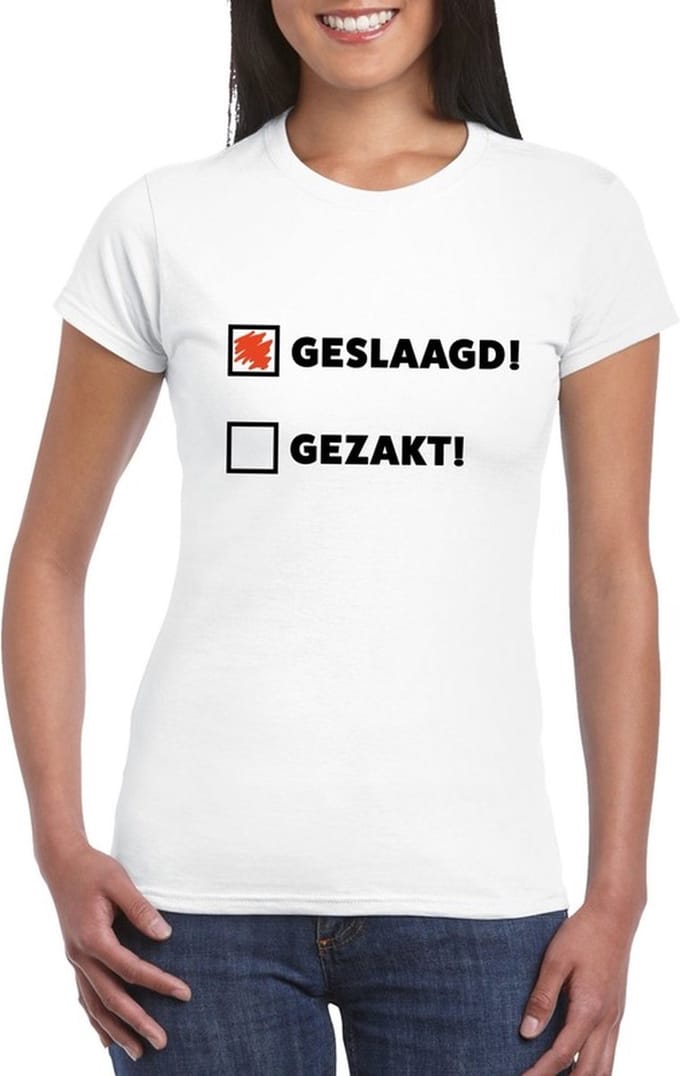 Geslaagd/ gezakt t-shirt wit dames M