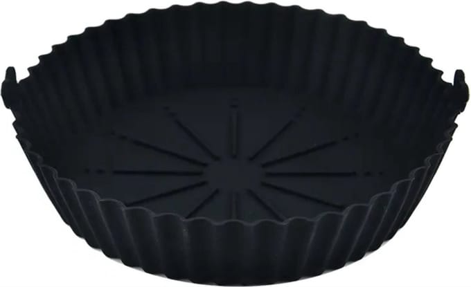 New Age Devi - Luxe Airfryer Siliconen Bakje - Heteluchtfriteuse Accessoires - Airfryer Accessoires - 20CM - Zwart