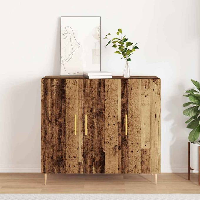 vidaXL - Dressoir - Oudhout - 90 - x - 34 - x - 80 - cm - Bewerkt - hout