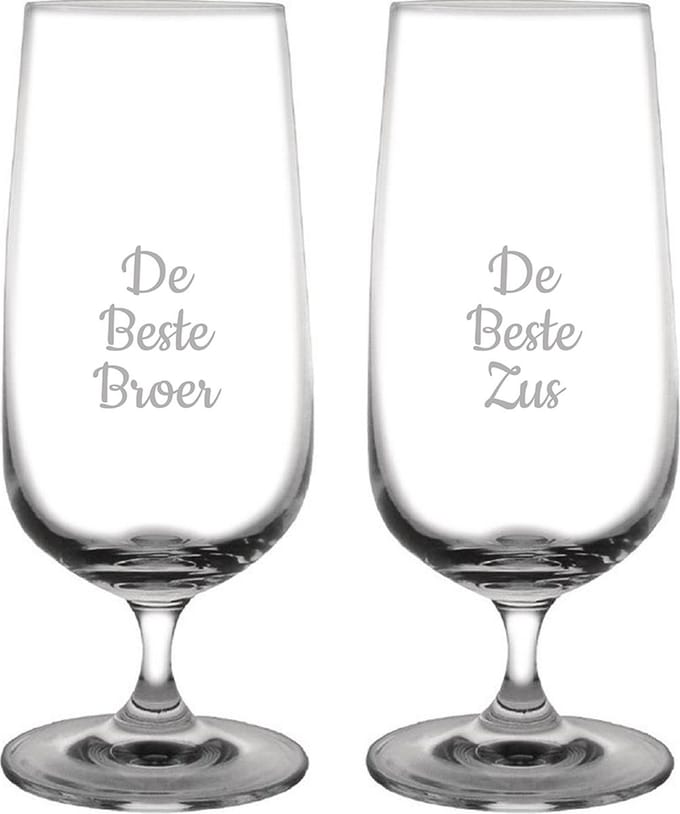 Gegraveerde bierglas op voet 41cl De Beste Broer- De Beste Zus