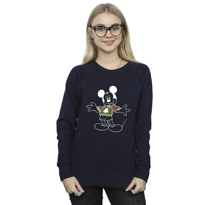 Disney Dames/Dames Mickey Mouse Xmas Jumper Sweatshirt (Marineblauw)