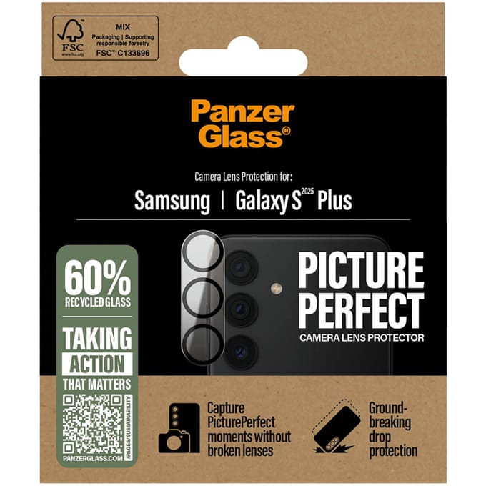 PanzerGlass Screenprotector geschikt voor Samsung Galaxy S25 Plus Glazen | PanzerGlass PicturePerfect Camera Protector - Case Friendly