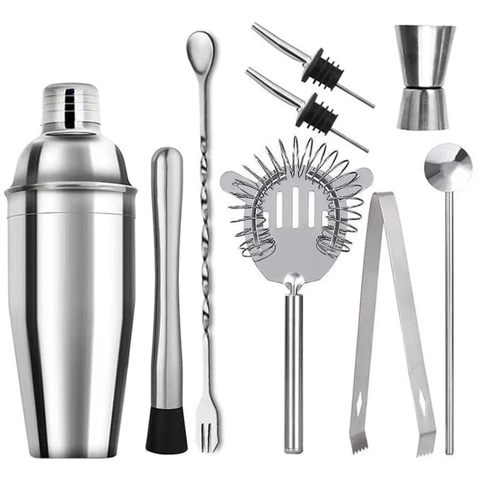 Cocktail Shaker Set 6/9 Stuks – RVS Bartending Kit met Opbergtas – Complete Barman Set voor Cocktails