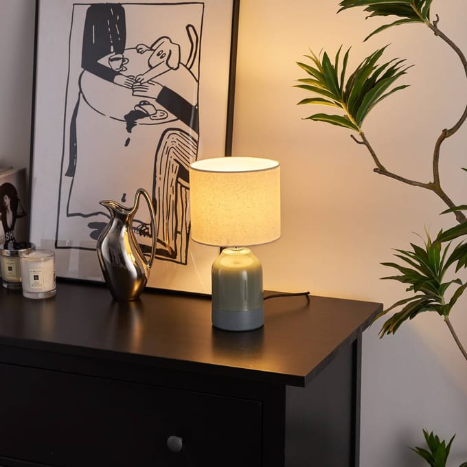 Pauleen LED Tafellamp Sandy Glow - E14 - Max. 20W - Woonkamer, Slaapkamer & Eetkamer - Crème/Groen