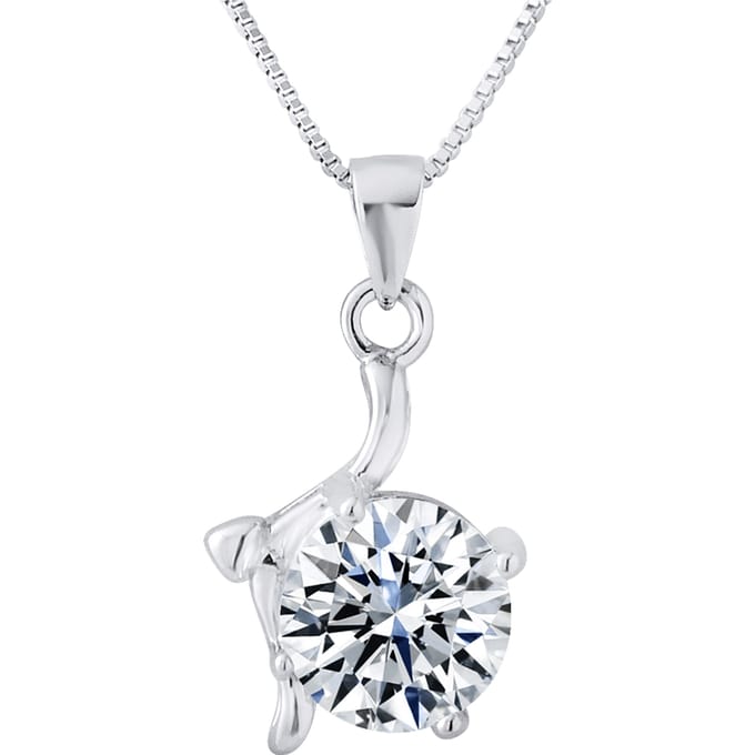 Solitaire hanger fancy zirkoniumoxide 925 geleverd met aangeboden ketting
