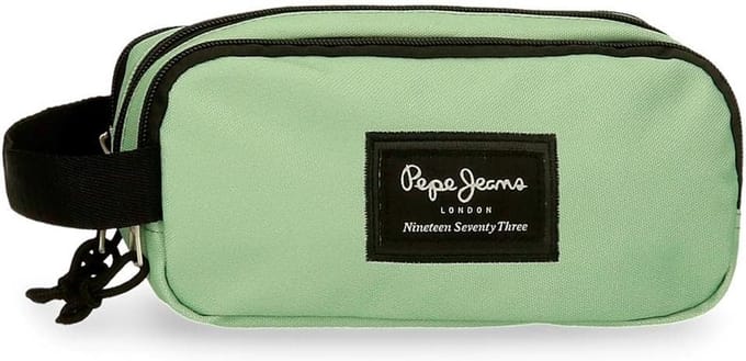 Etui Drievoudig Groen Polyester Schooltas Organizer - Ruim Pennenbakje