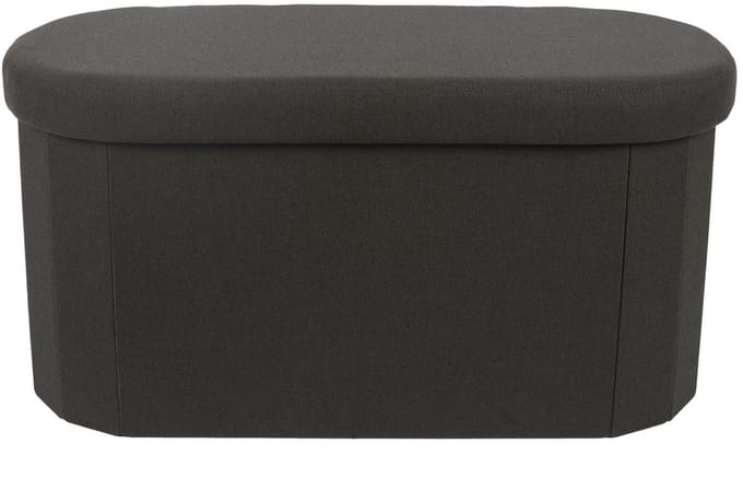 Home Deco Factory Poef/hocker opvouwbaar - ovaal - opbergbox - zwart - polyester/mdf - 76 x 38 cm