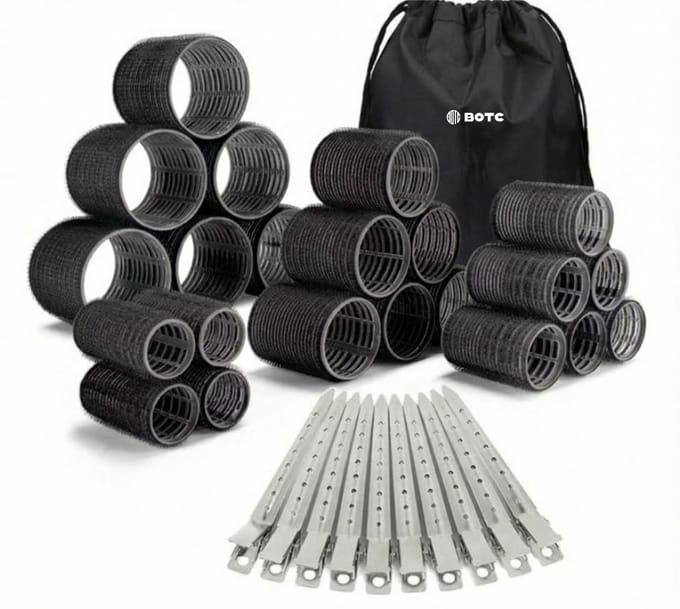 BOTC Krulspelden - 33-delig - Heatless Curls - Kleefrollers - Haarrollers - Rollers Hair curler - Zwart
