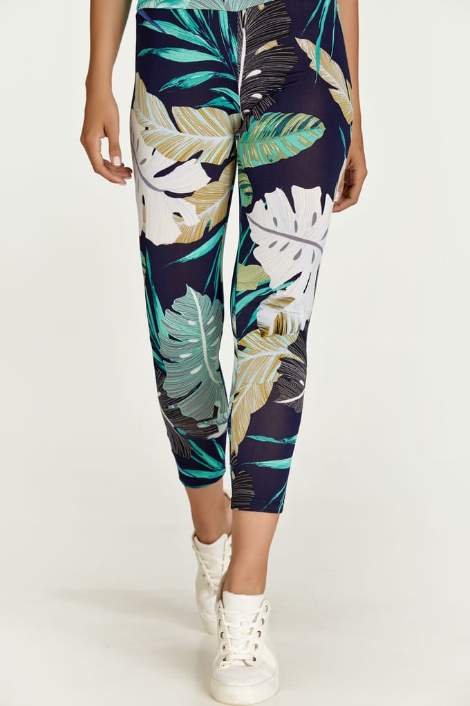 Legging met bladerprint