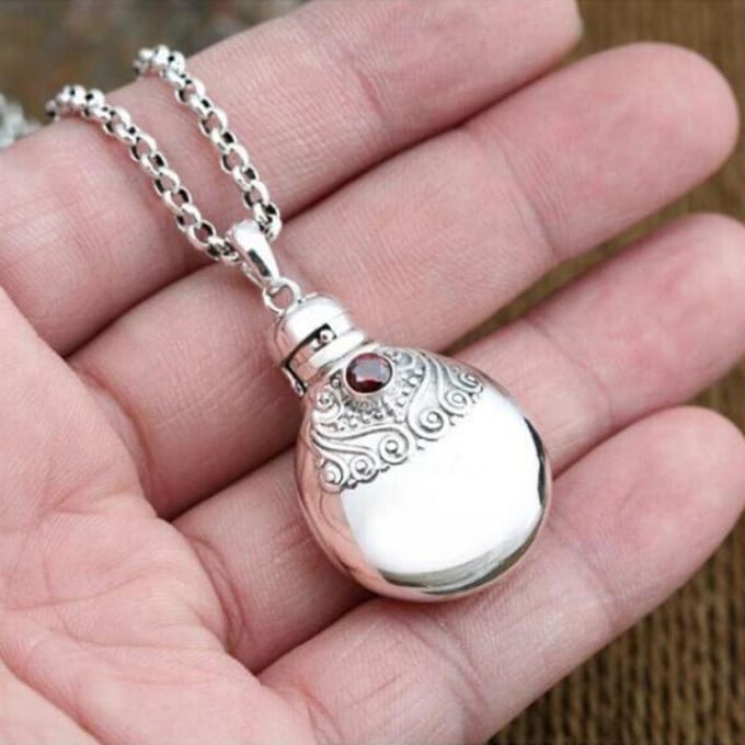 Modieuze Dames Elegante en Gepersonaliseerde Parfumfles Kleine Pot Hanger Ketting gray